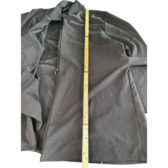 Black Wrap Tie Front Longline Blazer With Collar By Quiz - Picture 5 of 6